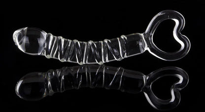 Luxus Glas Dildo mit Griff, 21 cm Länge, spiralförmige Struktur und bulböser Kopf - Intensives Vergnügen.