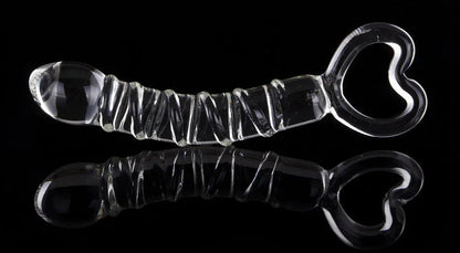 Luxus Glas Dildo mit Griff, 21 cm Länge, spiralförmige Struktur und bulböser Kopf - Intensives Vergnügen.