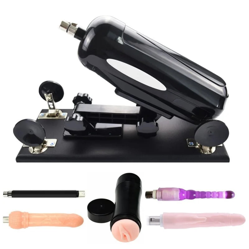 Paket Noir Auxfun Basic Sexmaschine mit 5 Aufsätzen für Anal- und Vaginalgebrauch