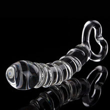 Luxus Glas Dildo mit Griff, 21 cm Länge, spiralförmige Struktur und bulböser Kopf - Intensives Vergnügen.
