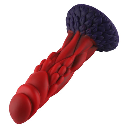 Wildolo Fantasy Saugnapf Dildo Nesbu - 21 cm, Rot | Realistisches Silikon-Vibrationsspielzeug für intensive Erlebnisse.
