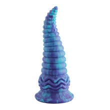 24 cm blauer analer Spiral-Fantasy-Saugnapf-Dildo | Wildolo Realistische Leuchtende Anal-Fantasie.
