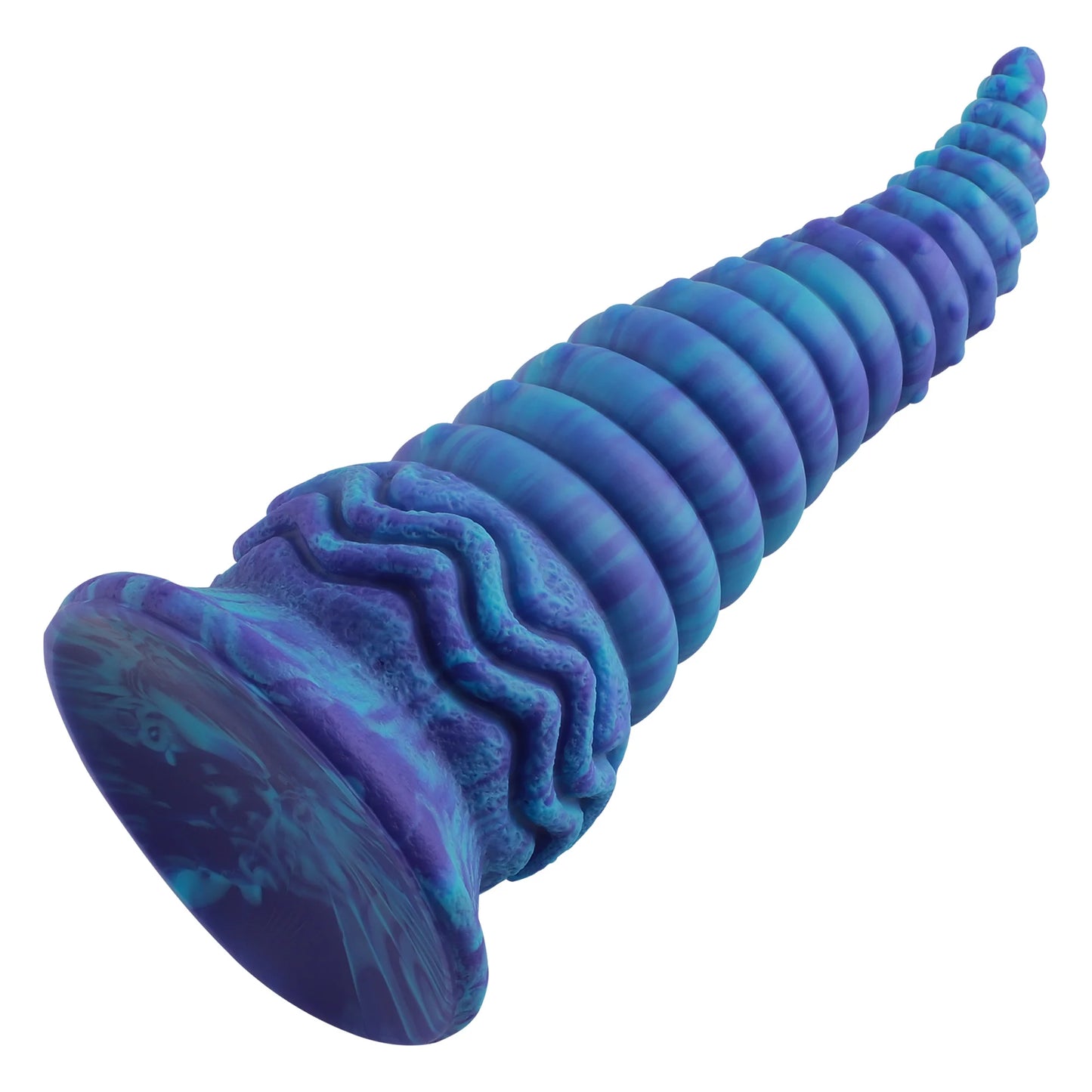 24 cm blauer analer Spiral-Fantasy-Saugnapf-Dildo | Wildolo Realistische Leuchtende Anal-Fantasie.
