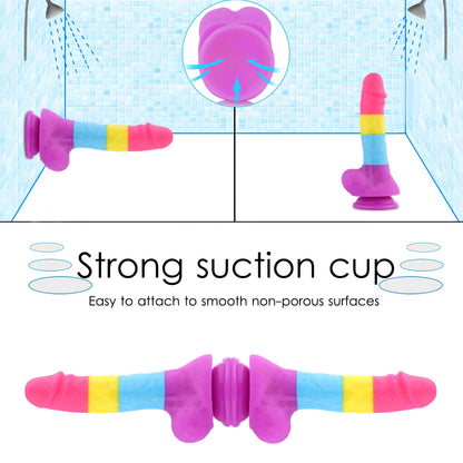 Fantasy Rainbow Sugar Dildo 22 cm - Bunt, Realistisch & Leistungsstarkes Silikonspielzeug