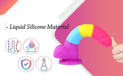 Fantasy Rainbow Sugar Dildo 22 cm - Bunt, Realistisch & Leistungsstarkes Silikonspielzeug