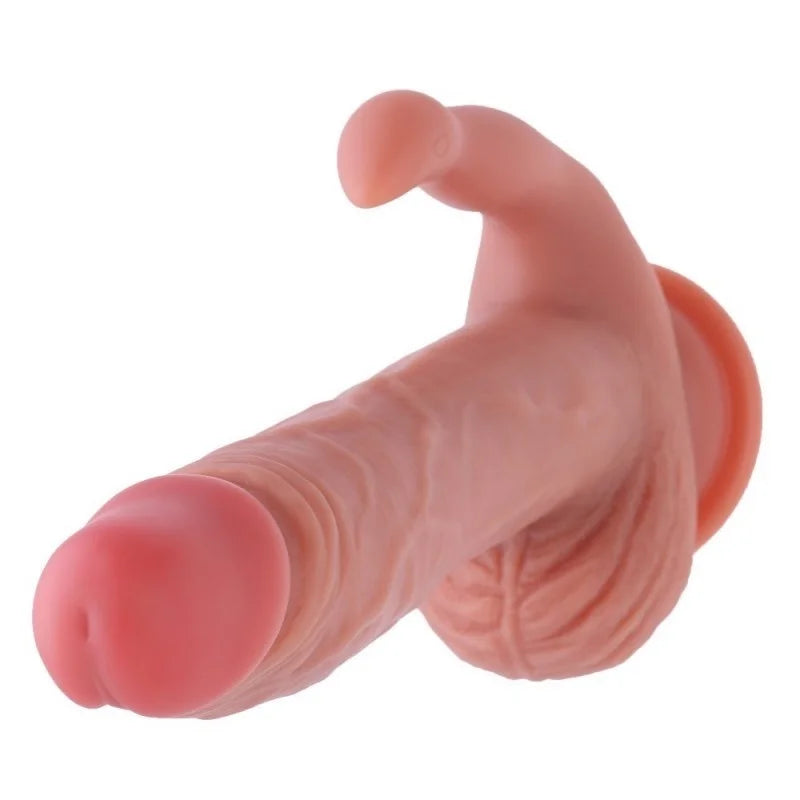 Silikon-Saugnapf-Hasen-Dildo 21 cm - Intensives Vergnügen mit Klitorisstimulation und stark.
